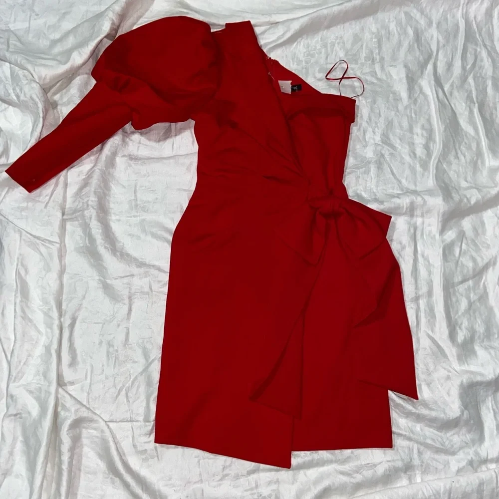 RARE Nwt Cache Red off the Shoulder formal Dress - Picture 5 of 14